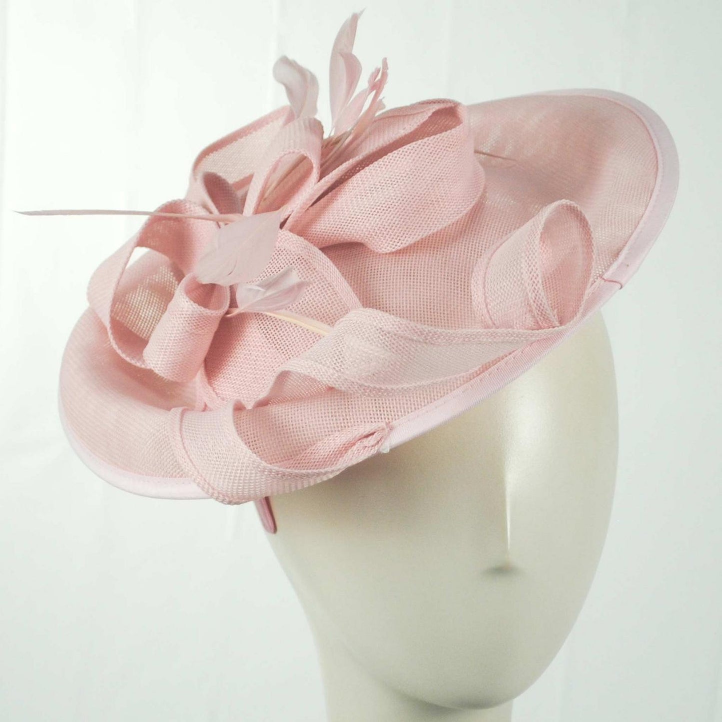 Sophia | Ribbon & Flax Linen Fabric Fascinator Hat | 122904 | front | PINK