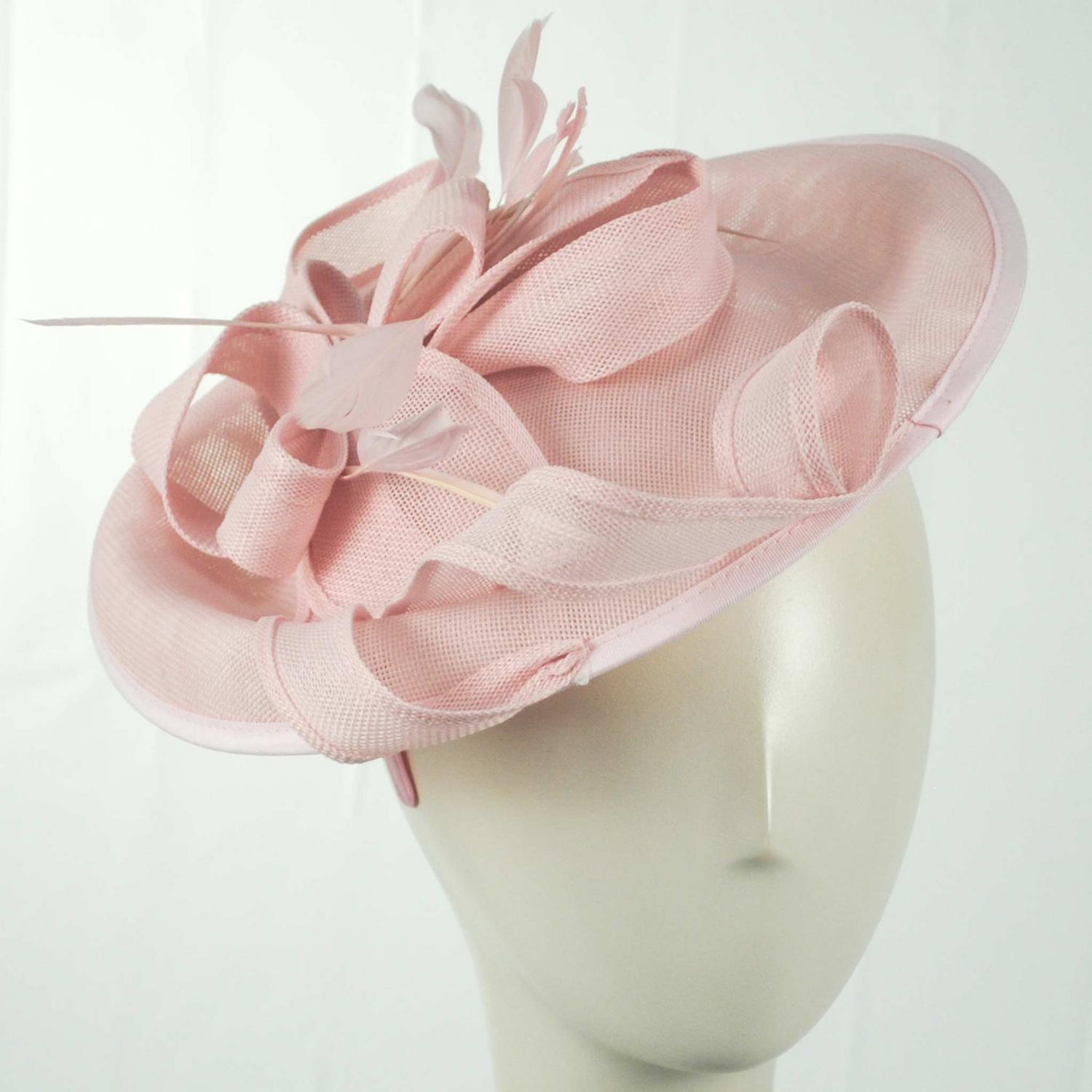 Sophia | Ribbon & Flax Linen Fabric Fascinator Hat | 122904 | front | PINK