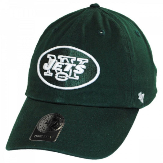 47 Brand | New York Jets NFL Clean Up Strapback Baseball Cap Dad Hat | 203700 | lead | DARK GREEN