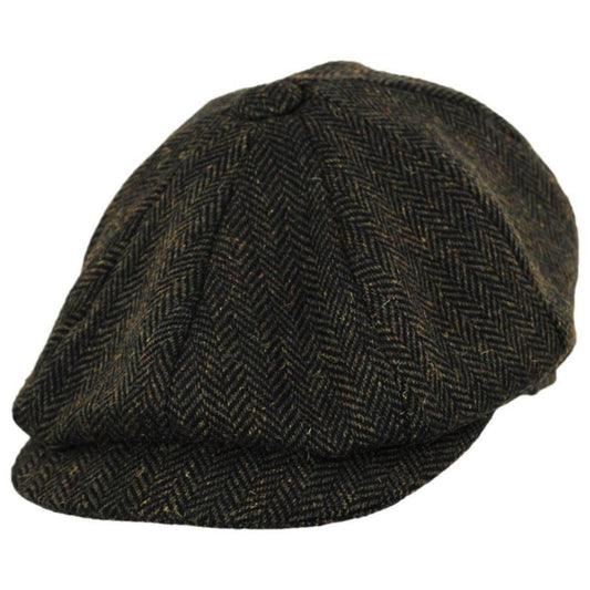 Jaxon Hats | Wholesale Bird Rock Herringbone Wool Blend Newsboy Cap B2B Pre-Pack | B2B167572 | lead | OLIVE GREEN