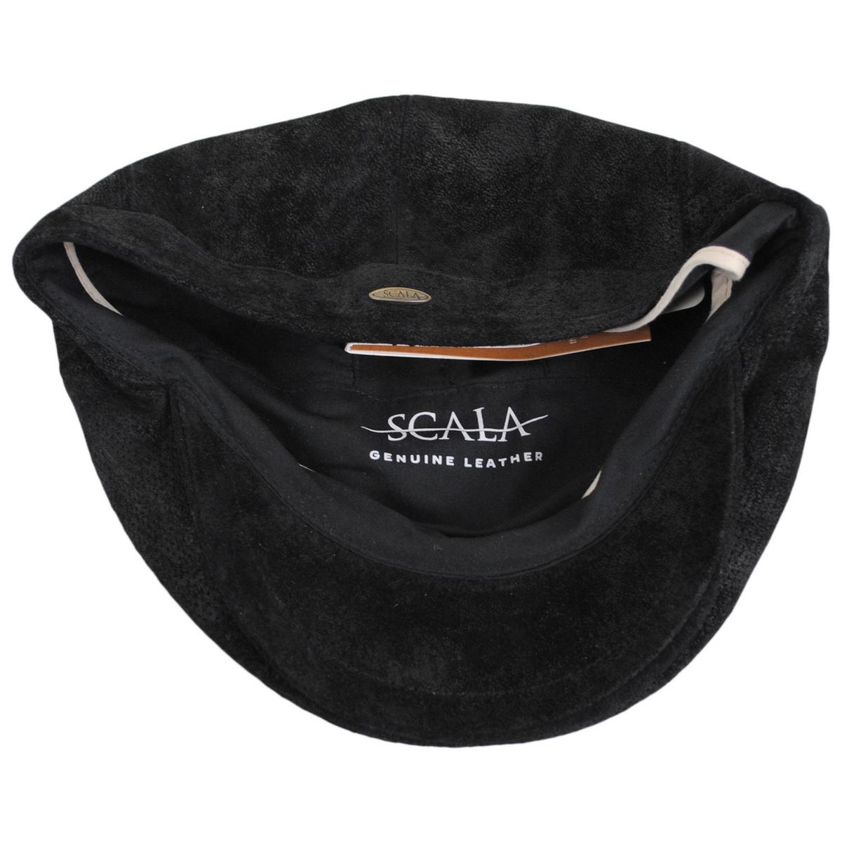 Scala | Ivy Weather Leather Duckbill Flat Cap | 160234 | under | BLACK