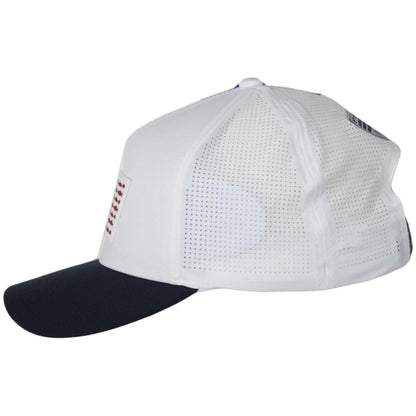 Columbia Sportswear | PFG Elite 3D Stretch Snapback Baseball Cap | 400084 | profile | WHITE, COLLEGIATE NAVY