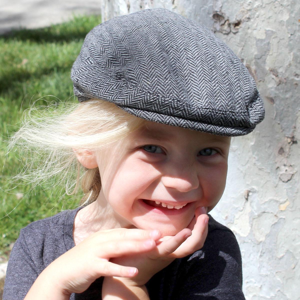 Jaxon Hats | Kid's Herringbone Wool Blend Ivy Cap | 512104 | lsfone | CHARCOAL