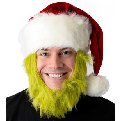Dr. Seuss | Grinch Plush Hat and Beard | 190467 | lsmone | RED/GREEN