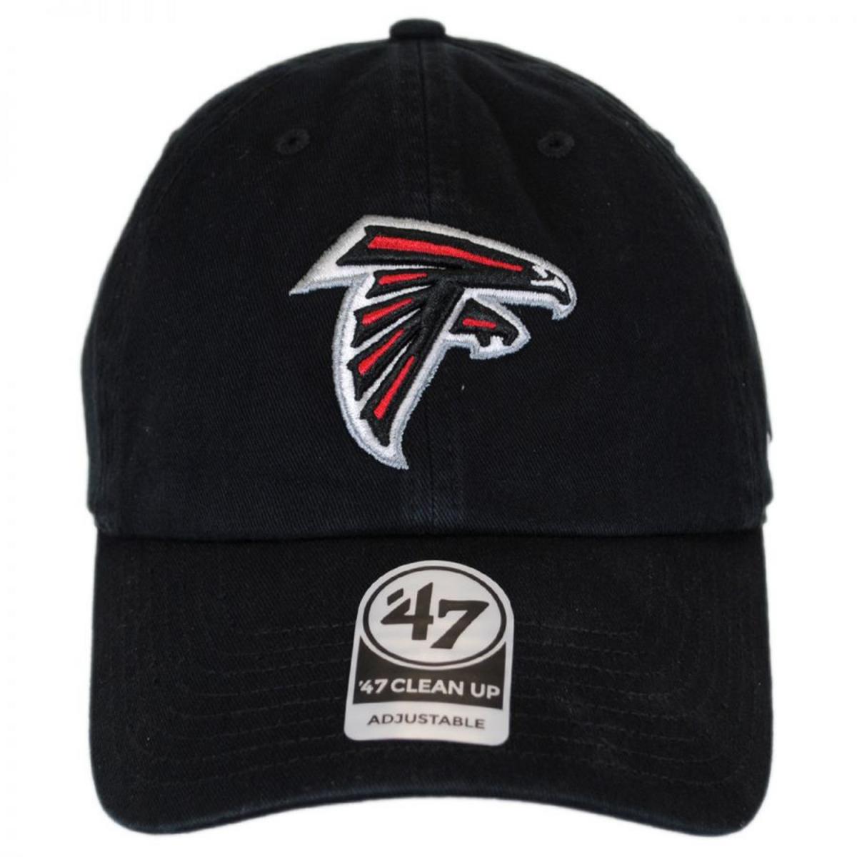 47 Brand | Atlanta Falcons NFL Clean Up Strapback Baseball Cap Dad Hat | 203550 | front | BLACK
