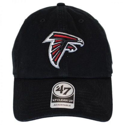 47 Brand | Atlanta Falcons NFL Clean Up Strapback Baseball Cap Dad Hat | 203550 | front | BLACK