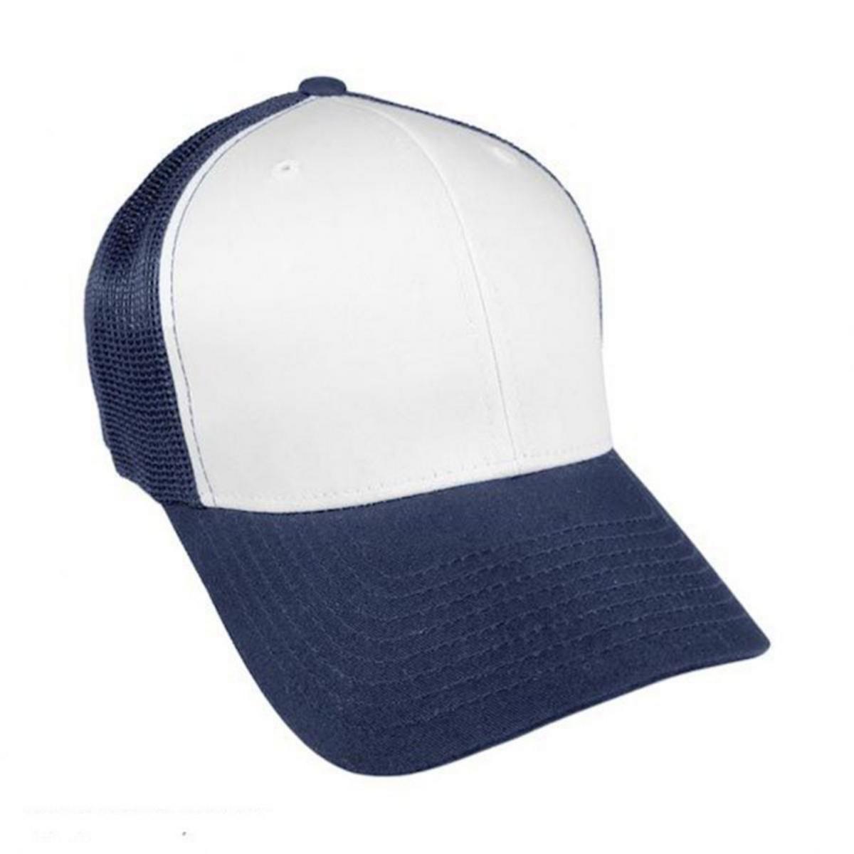 Flexfit | White Front Trucker Fitted FlexFit Baseball Cap | 221511 | lead | NAVY/WHITE