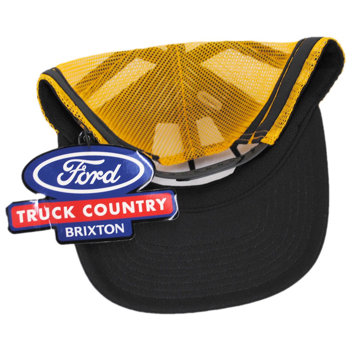 BRIXTON HATS | Ford Built Tough Foam Mesh Snapback Trucker Cap | 201883 | under | BURNT RUBBER/EMPIRE YELLOW