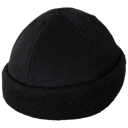 Dorfman Pacific | Melton Wool Blend Skull Cap Beanie Hat | 500048 | lead | BLACK