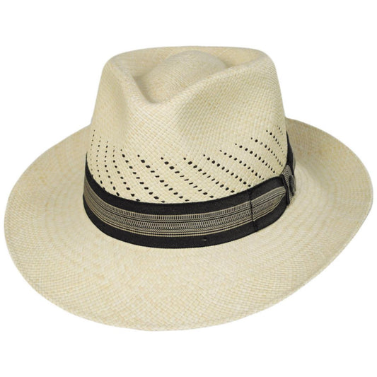 Bigalli | Salvatore Vented Panama Straw Fedora Hat | 129234 | lead | NATURAL