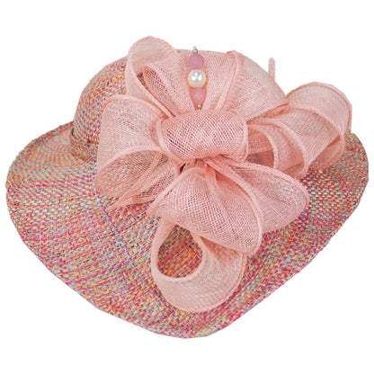 Jeanne Marie | Hat Pin and Swirls Tweed Ramie-Sisal Straw Dress Hat | 122449 | profile | PINK MIX