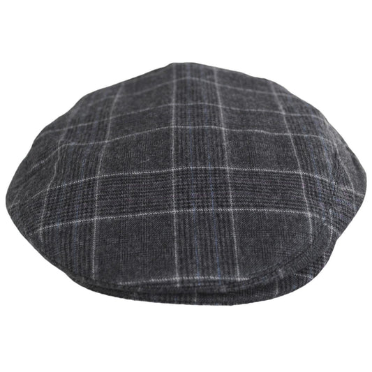 Baskerville Hat Company | Aldwych Wool Glenplaid Ivy Cap | 167668 | front | CHARCOAL