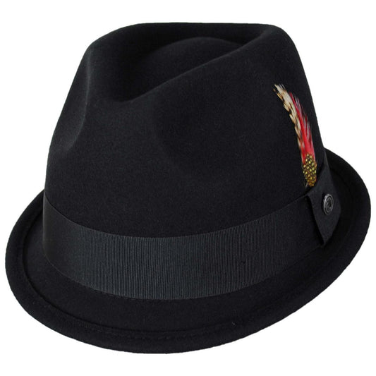 Jaxon Hats | Dekker Crushable Wool Felt Trilby Fedora Hat | 135005 | lead | BLACK