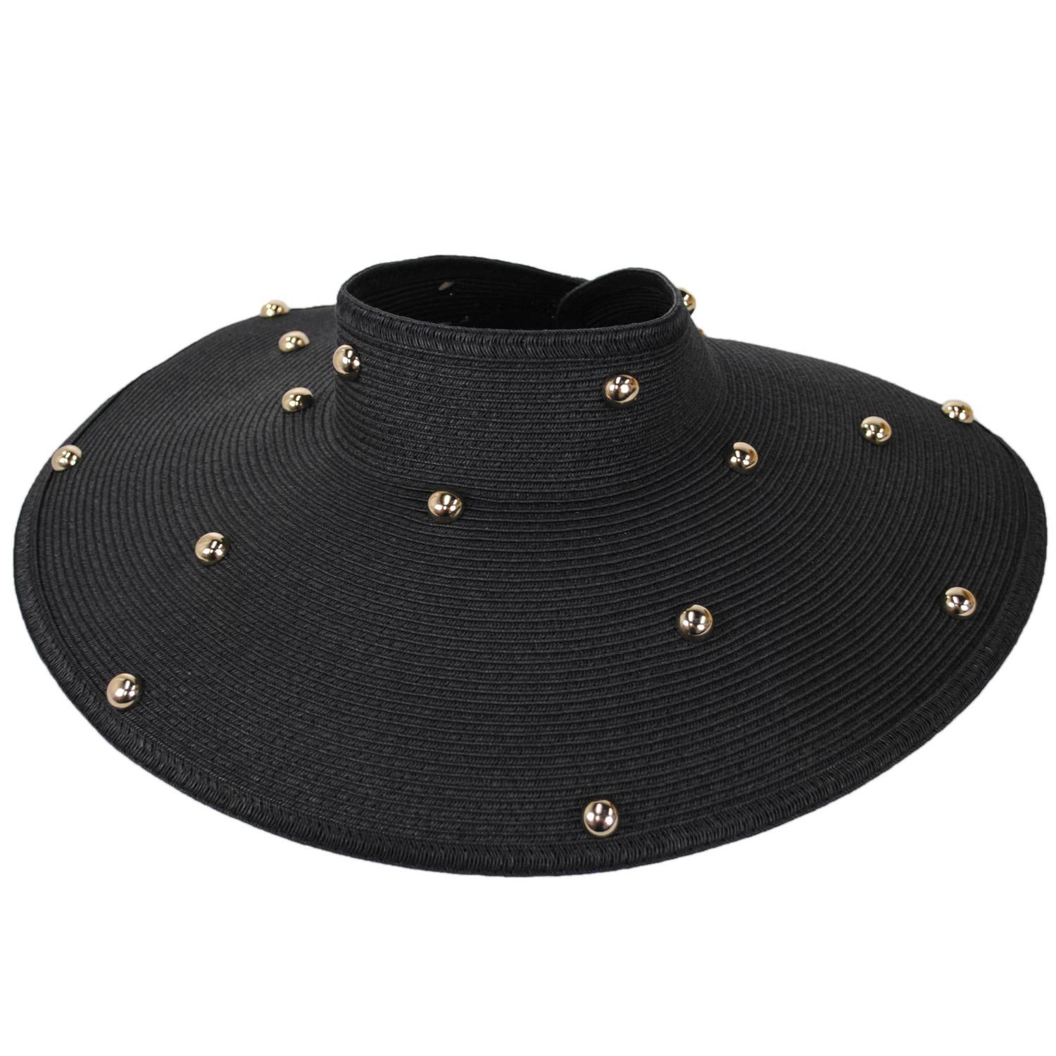 San Diego Hat Company | Ruth Ultrabraid Toyo Straw Roll Visor | 197309 | lead | BLACK