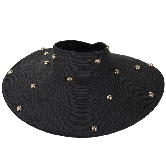 San Diego Hat Company | Ruth Ultrabraid Toyo Straw Roll Visor | 197309 | lead | BLACK