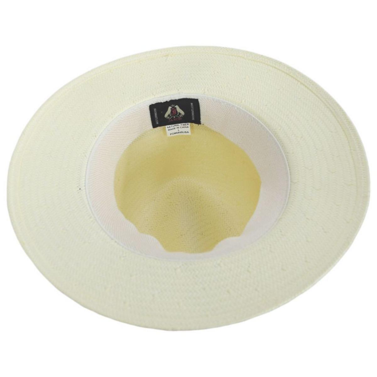 Jaxon Hats | Toyo Straw Safari Fedora Hat - Green Band | 129904 | under | IVORY