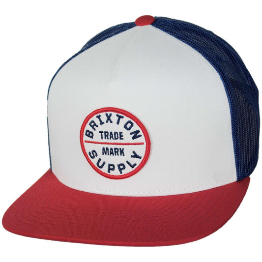 BRIXTON HATS | Oath Trucker Snapback Baseball Cap | 201704 | lead | WHITE/MIDNIGHT BLUE/ADRENALINE RUSH