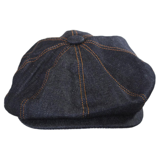 Jaxon Hats | Wholesale Denim Cotton Newsboy Cap B2B Pre-Pack | B2B167775 | front | DENIM BLUE