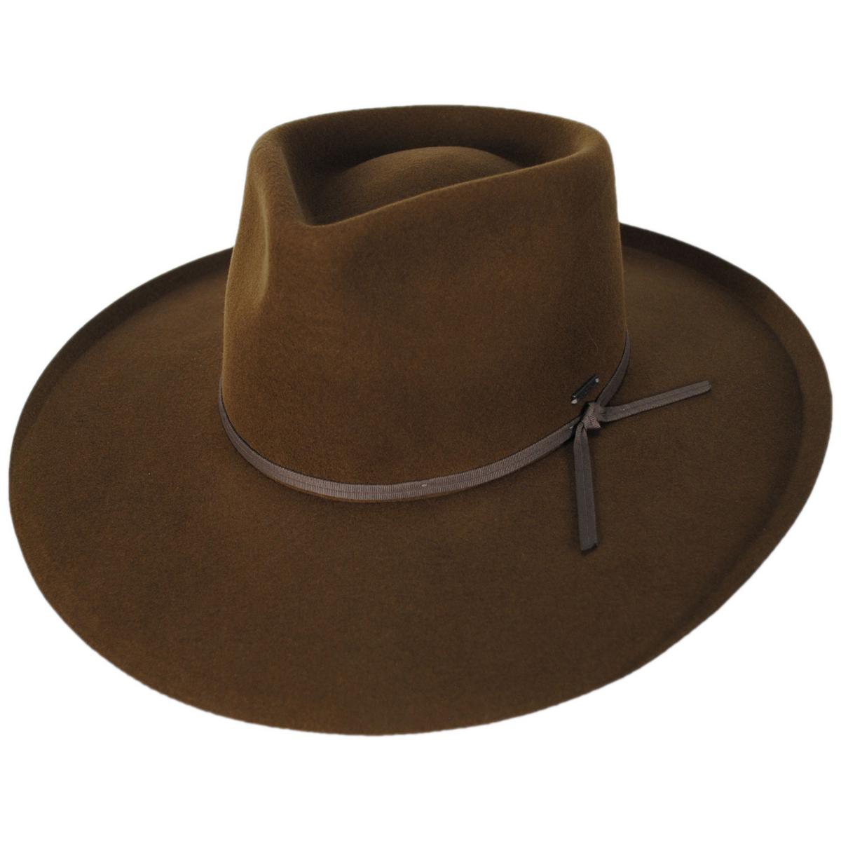 BRIXTON HATS | Marlow Wool Felt Rancher Fedora Hat | 135666 | lead | COFFEE