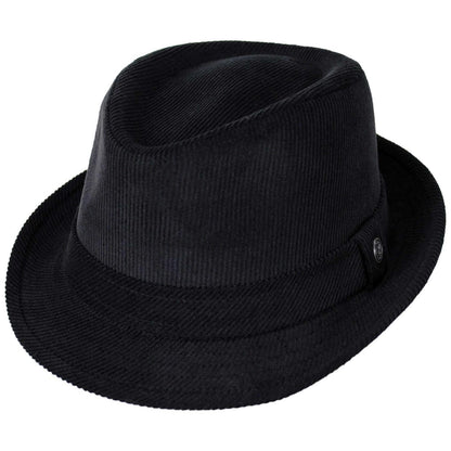 Jaxon Hats | Corduroy C-Crown Trilby Fedora Hat | 142307 | lead | BLACK