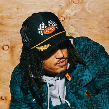 BRIXTON HATS | Podium Mesh Trucker Snapback Baseball Cap | 201888 | lsmone | BLACK/BLACK