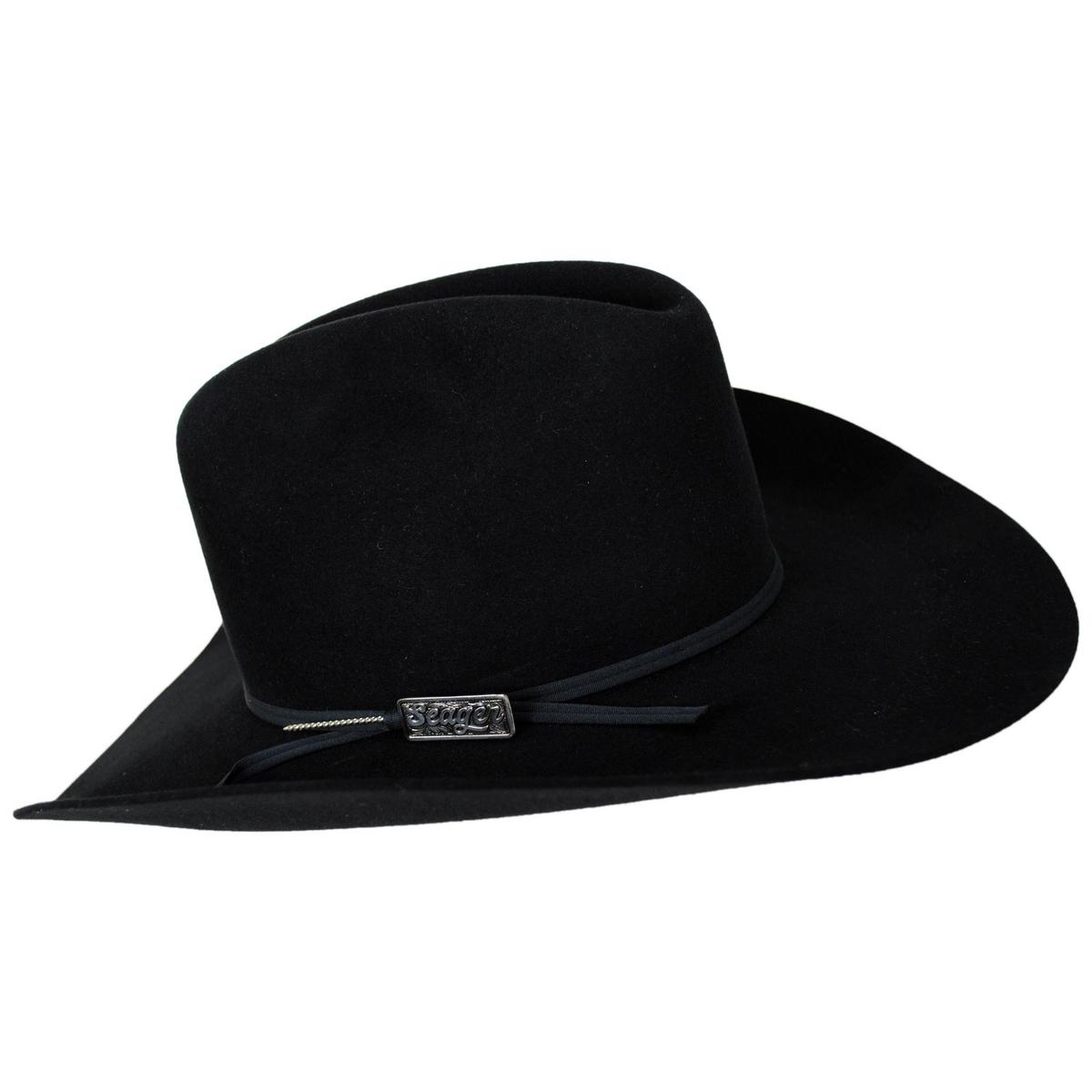 Seager | Longhorn 10X Fur Felt Western Hat | 136406 | profile | BLACK