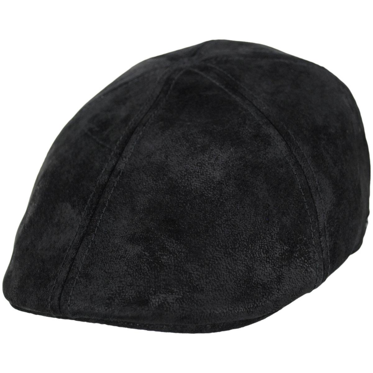 Stetson | Distressed Pigskin Leather Pub Ivy Cap | 160196 | lead | BLACK