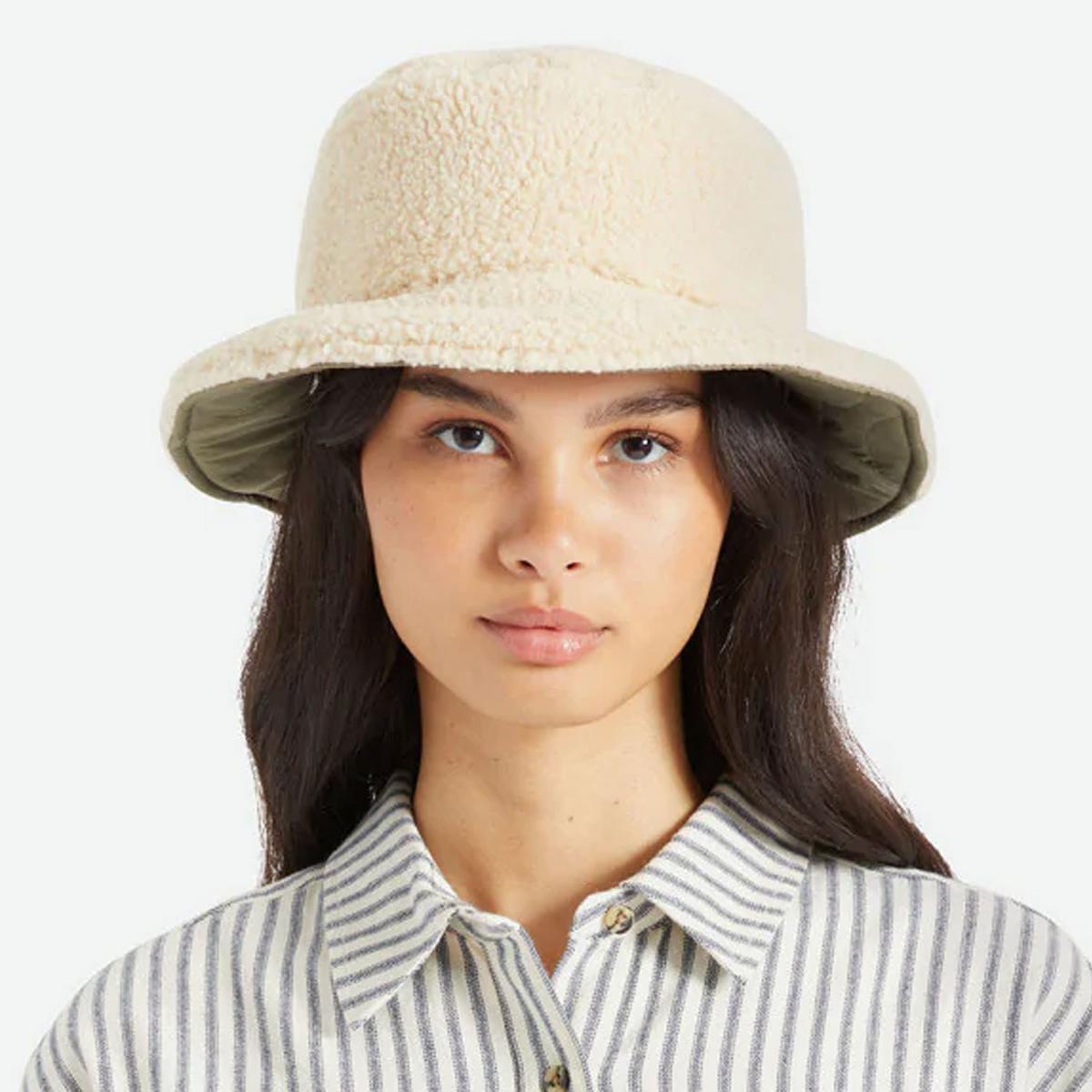 BRIXTON HATS | Petra Sherpa Reversible Bucket Hat | 185539 | lsfone | MILITARY OLIVE/DOVE