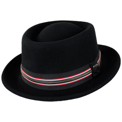 Stacy Adams | Porkie Wool Felt Pork Pie Hat | 130422 | lead | BLACK/RED