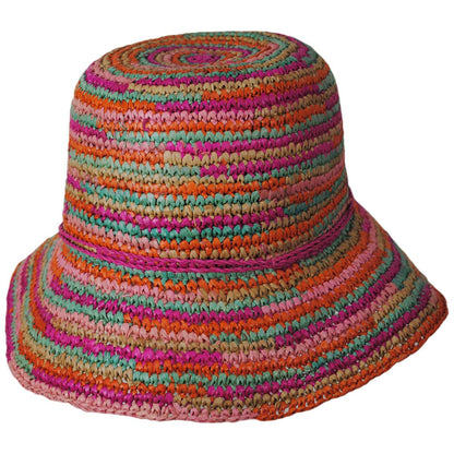 San Diego Hat Company | Iris Raffia Straw Bucket Hat | 103689 | lead | MULTI PINK