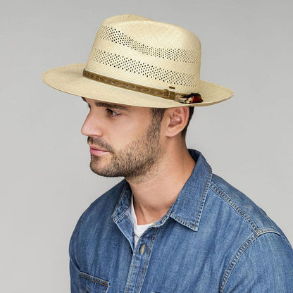 Bailey 1922 | Ezra Vented Panama Straw Fedora Hat | 127759 | lsmtwo | NATURAL