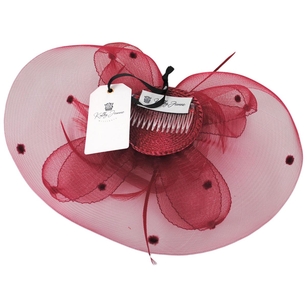 Kathy Jeanne | Voile Horsehair Mesh Fascinator Hat | 122431 | under | WINE