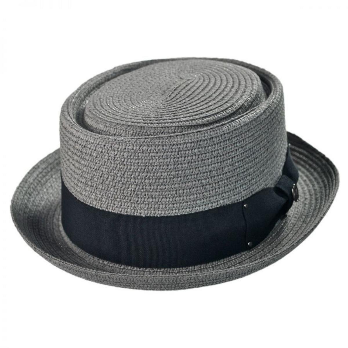 Jaxon Hats | Toyo Straw Braid Pork Pie Hat | 128501 | lead | GREY