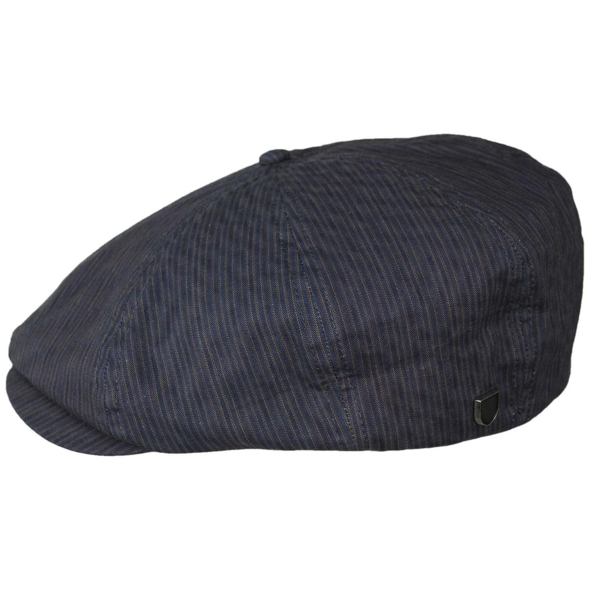 BRIXTON HATS | Brood Cotton Stripe Newsboy Cap | 161534 | profile | INDIGO/DARK SAND
