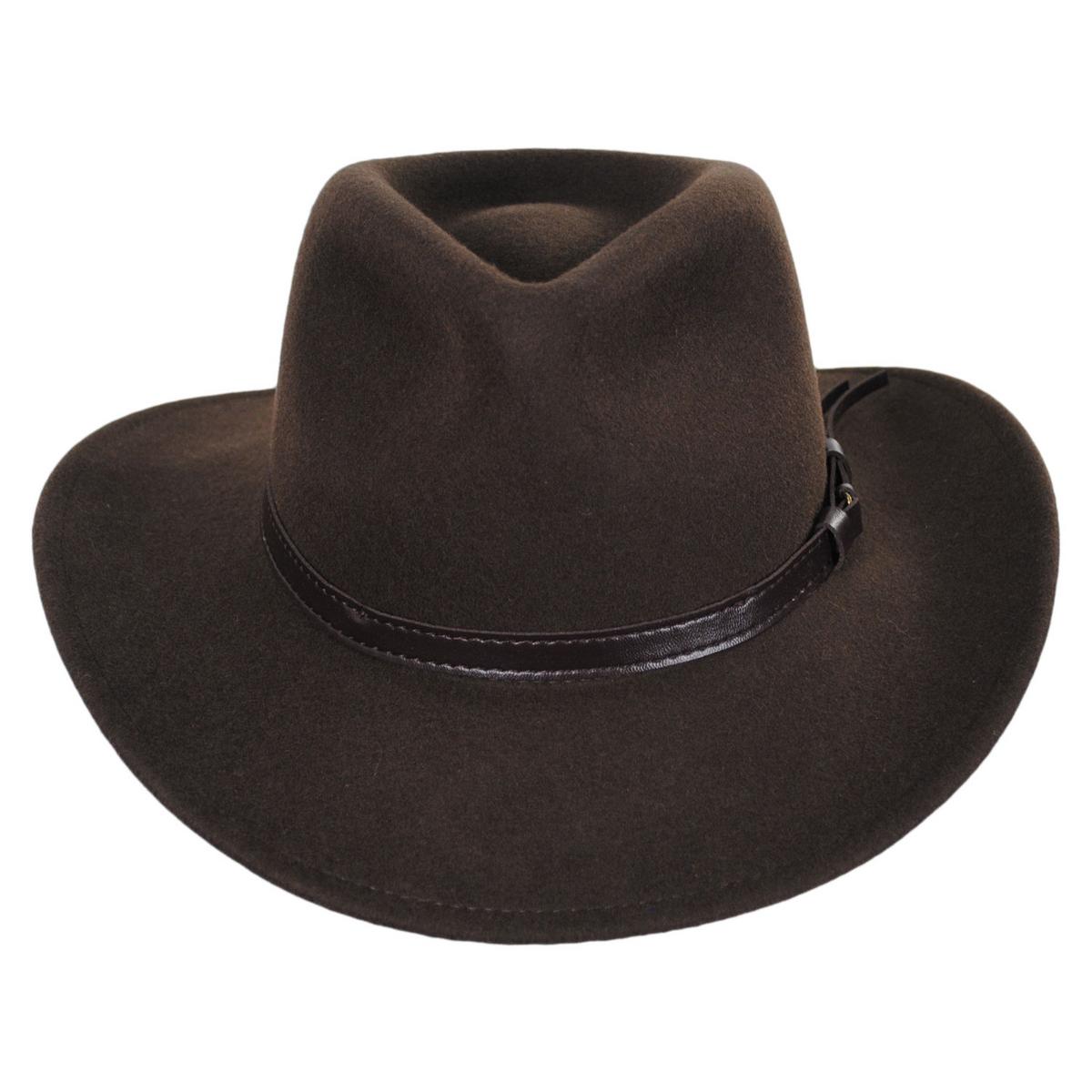 Jaxon Hats | Wholesale Crushable Wool Felt Outback Hat B2B Pre-Pack | B2B135002 | front | OLIVE GREEN
