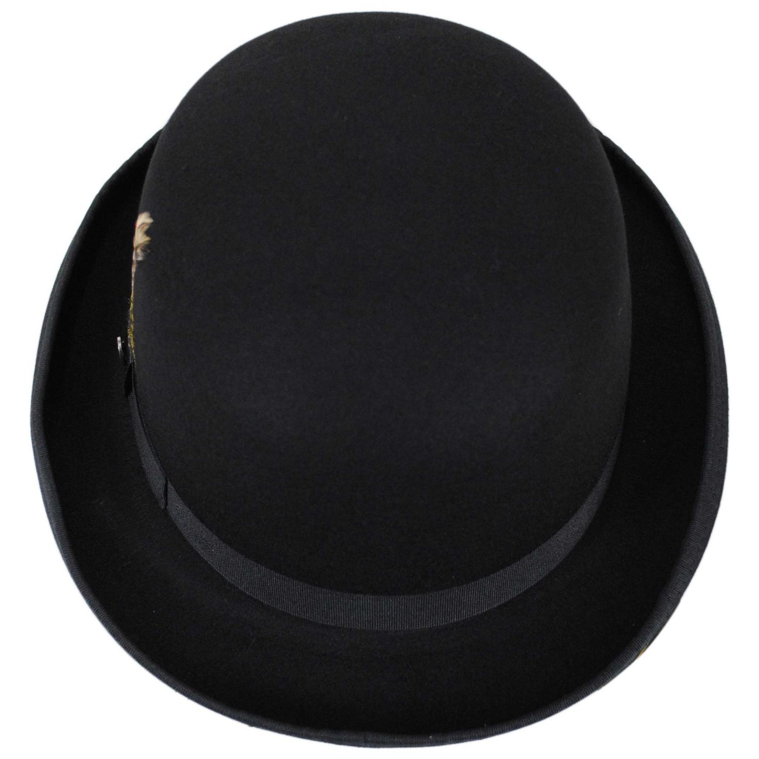 Jaxon Hats | English Wool Felt Bowler Hat | 132055 | top | BLACK