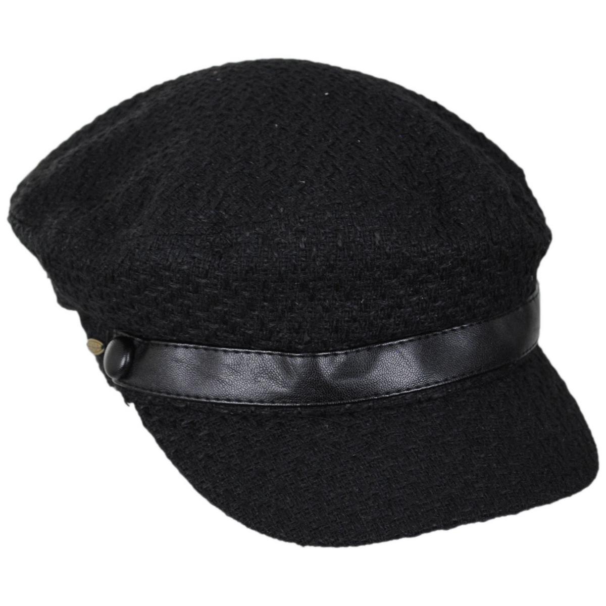 Scala | Donna Boucle Knit Chauffeur Cap | 106422 | lead | BLACK