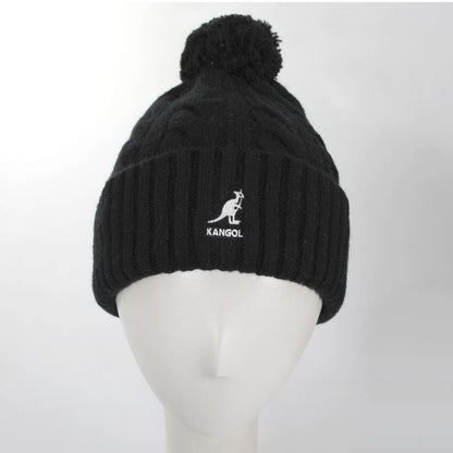 Kangol | Pompom Cable Knit Beanie Hat | 500410 | front | BLACK