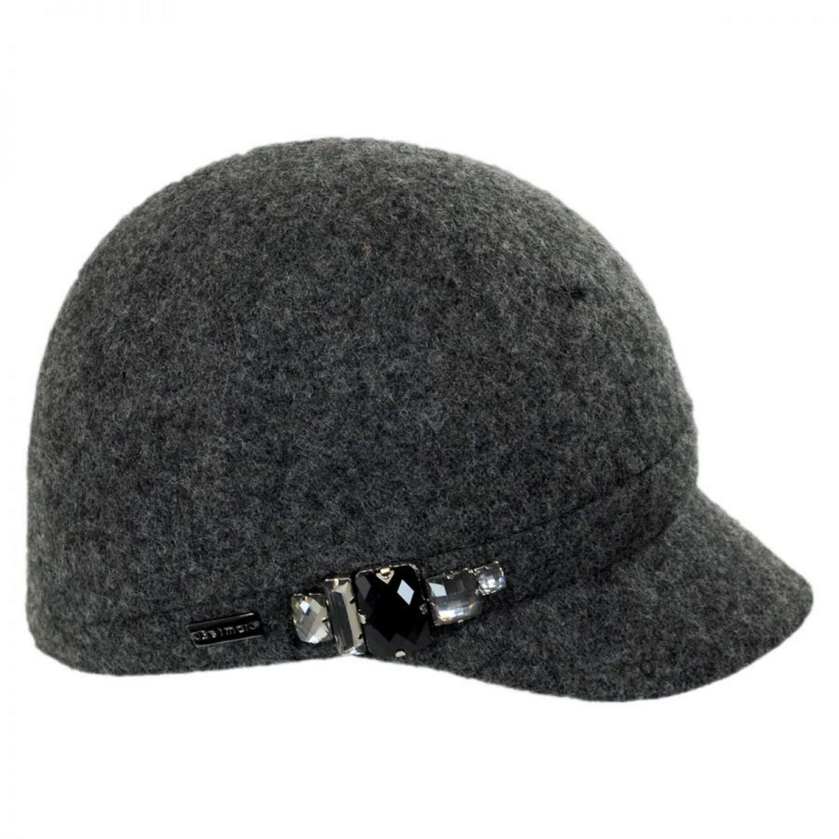 Betmar | Rhinestone Wool Cap | 106075 | profile | GREY FLANNEL