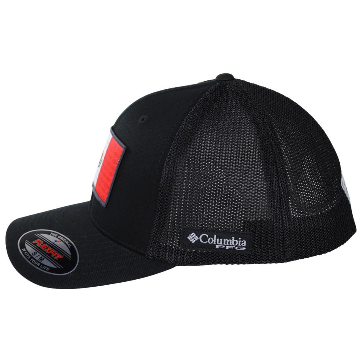 Columbia Sportswear | PFG Mexico Flag Mesh FlexFit Fitted Baseball Cap | 400163 | profile | BLACK