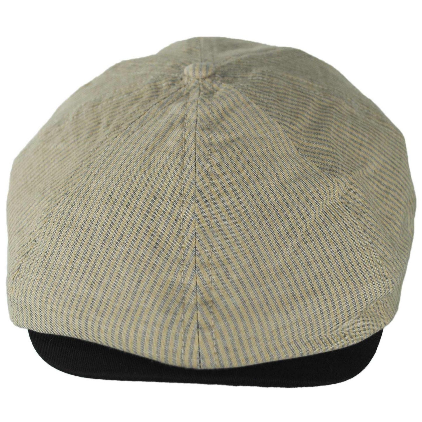 BRIXTON HATS | Brood Cotton Stripe Newsboy Cap | 161534 | front | KHAKI STRIPE/WASHED BLACK