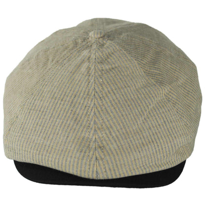 BRIXTON HATS | Brood Cotton Stripe Newsboy Cap | 161534 | front | KHAKI STRIPE/WASHED BLACK