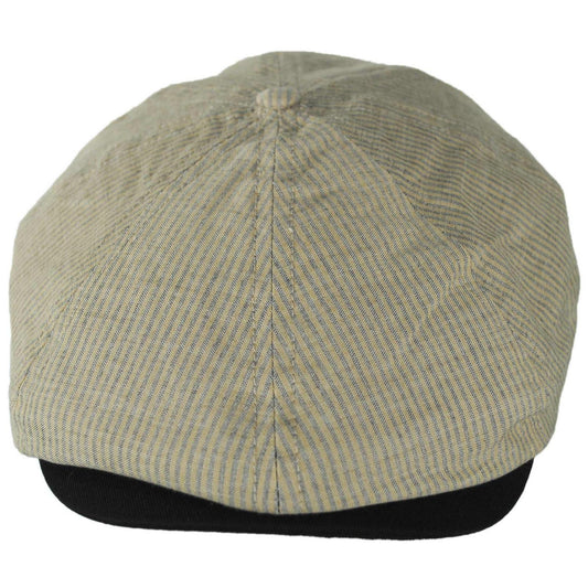 BRIXTON HATS | Brood Cotton Stripe Newsboy Cap | 161534 | front | KHAKI STRIPE/WASHED BLACK