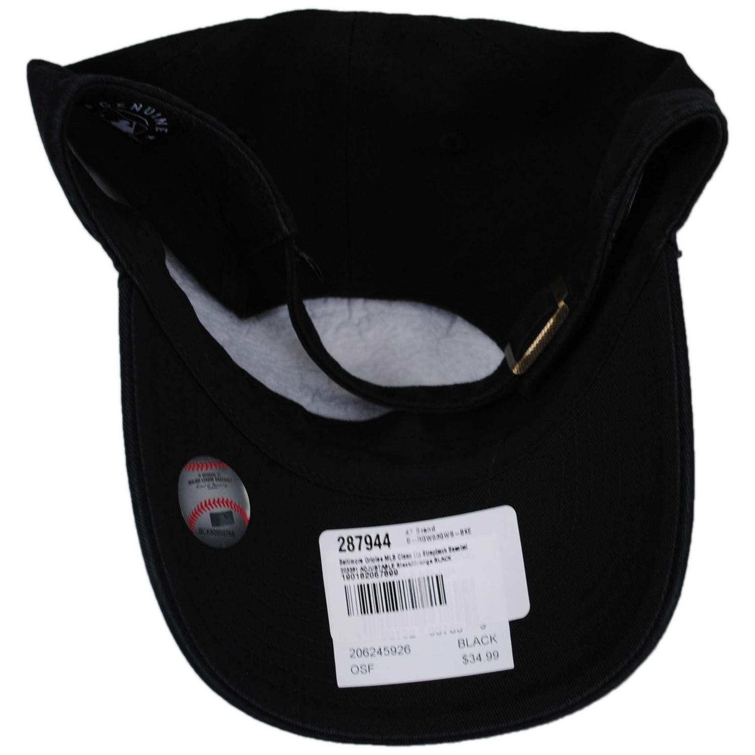 47 Brand | Baltimore Orioles MLB Clean Up Strapback Baseball Cap Dad Hat | 203381 | under | BLACK