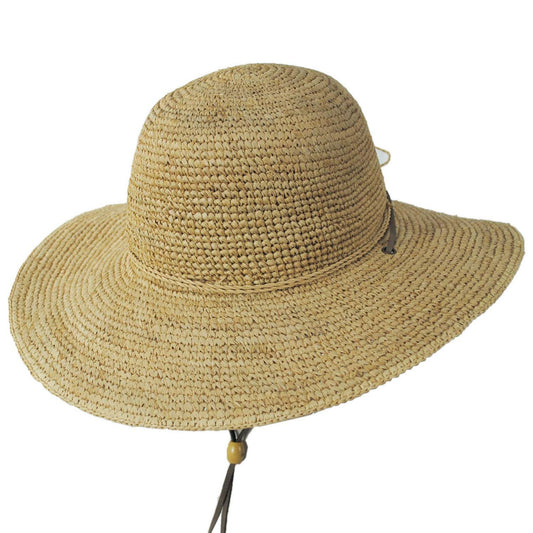 Scala | Crocheted Raffia Straw Floppy Chincord Hat | 101481 | lead | NATURAL