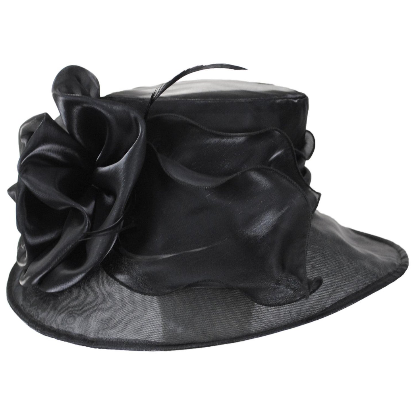 Sophia | Grand Rose Organza Dress Hat | 122963 | lead | BLACK