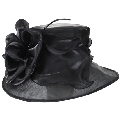 Sophia | Grand Rose Organza Dress Hat | 122963 | lead | BLACK