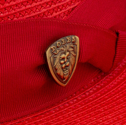 Dobbs | Rosebud Florentine Milan Poly Straw Fedora Hat | 127013 | detailone | RED