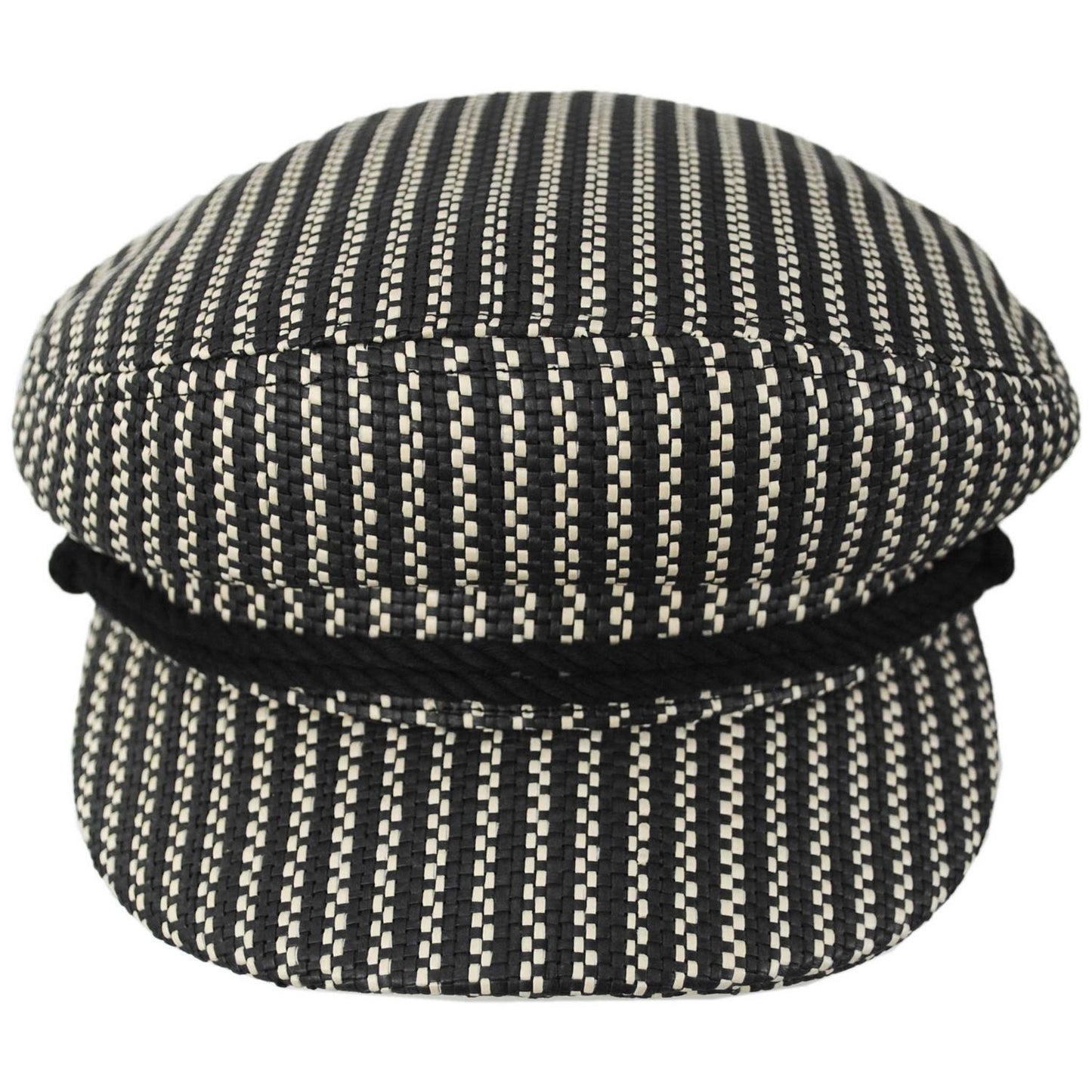 BRIXTON HATS | Fiddler Toyo Straw Lightweight Fisherman Cap | 181362 | front | BLACK/NATURAL STRAW