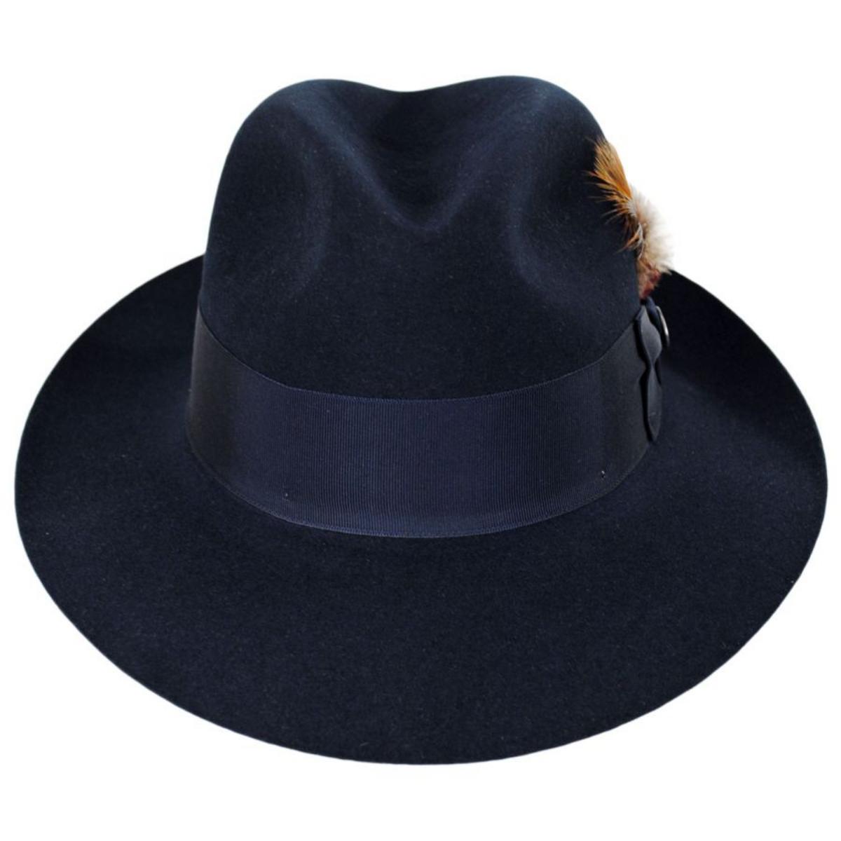 Stetson | Temple Fur Felt Fedora Hat | 130608 | front | NAVY